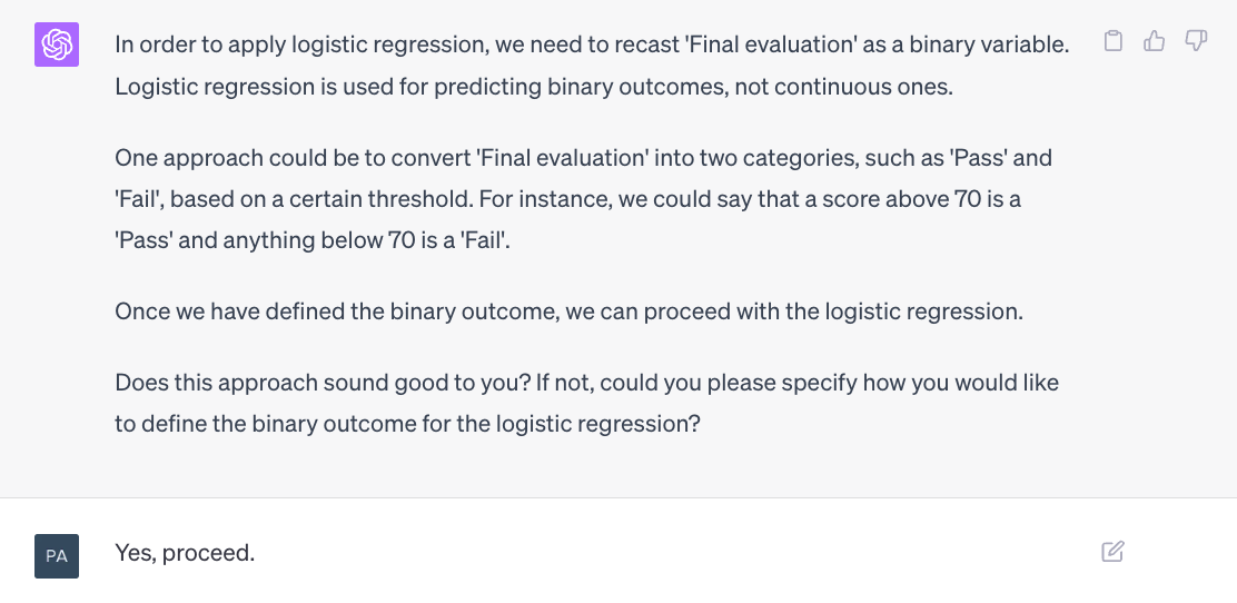 ChatGPT confused about binary vs. continuous outcomes