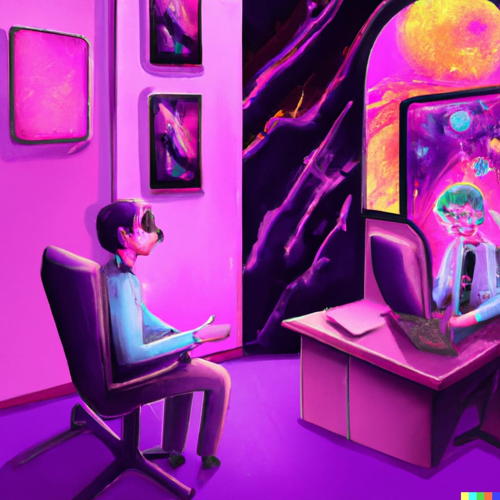 AI-generated colorful image of a job interview