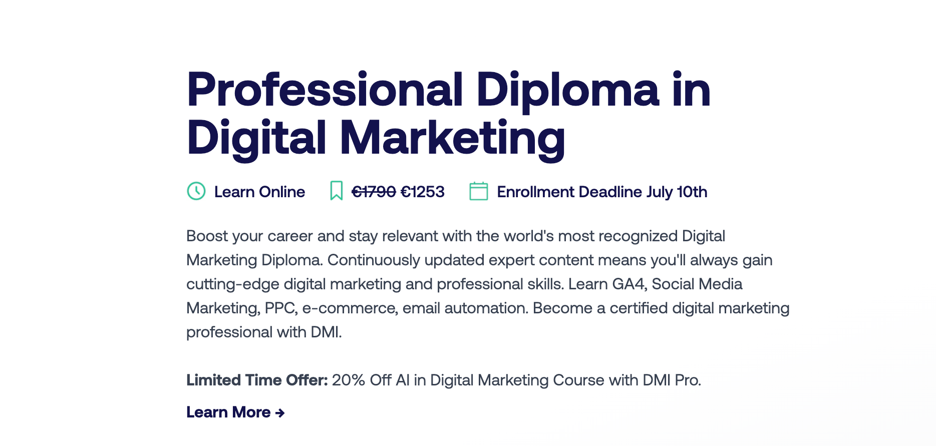 Digital Marketing Institute: Professional Diploma in Digital Marketing