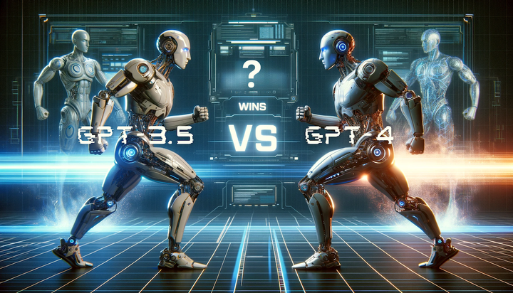 Robots representing GPT 3.5 and GPT 4 confront each other